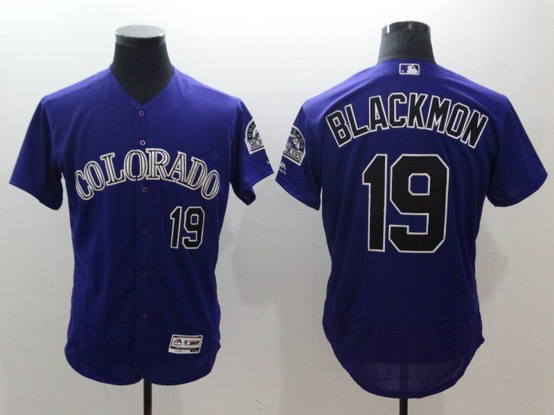 Men Colorado Rockies #19 Blackmon Purple Elite MLB Jerseys